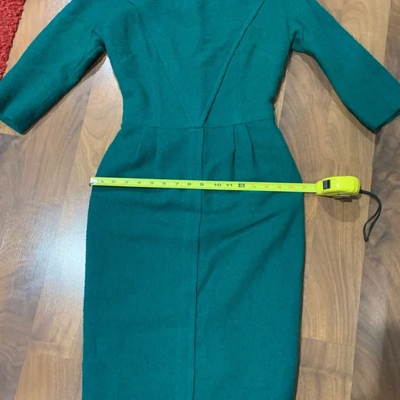 Vintage Emerald Green Joan Mad Men 1950s 3/4 Sleeve Dress - Picture 11 of 12